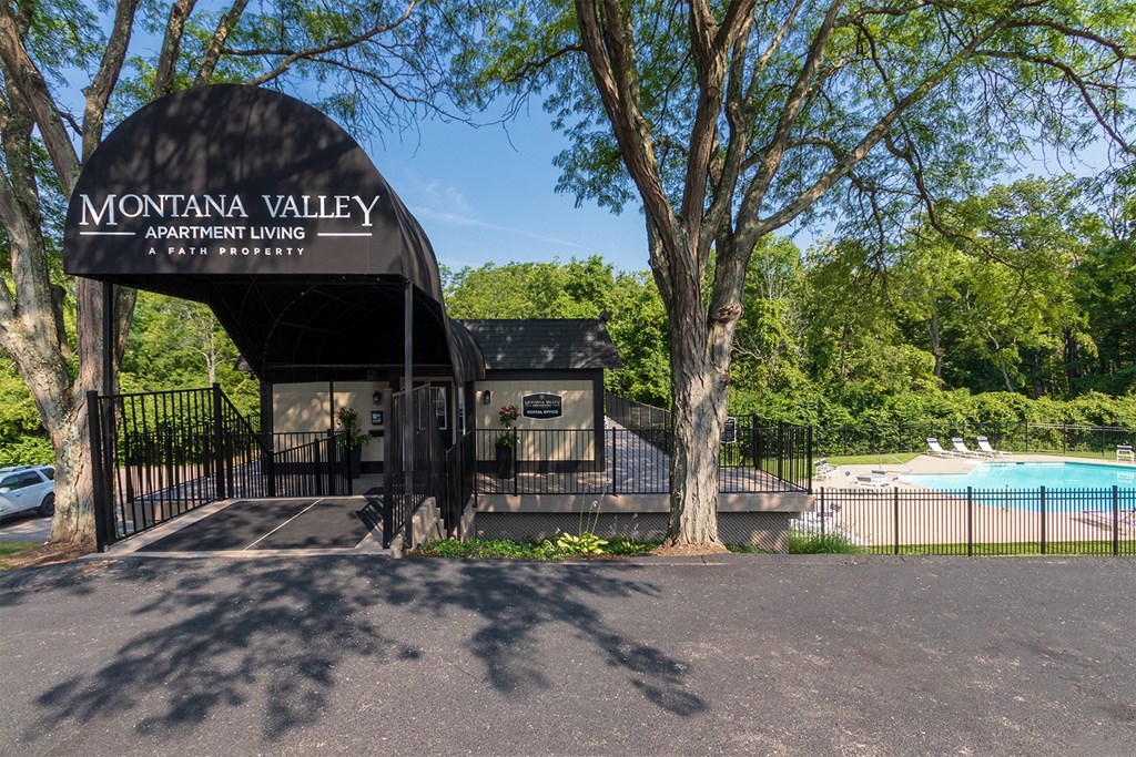 This is a photo of the entrance to the leasing office at Montana Valley Apartments in Cincinnati, OH.