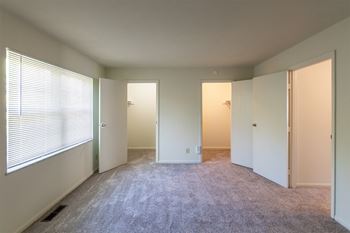 This is a photo of the primary bedroom of the 1310 square foot 3 bedroom, 1.5 bath Pine floor plan at Montana Valley Apartments in Cincinnati, OH.