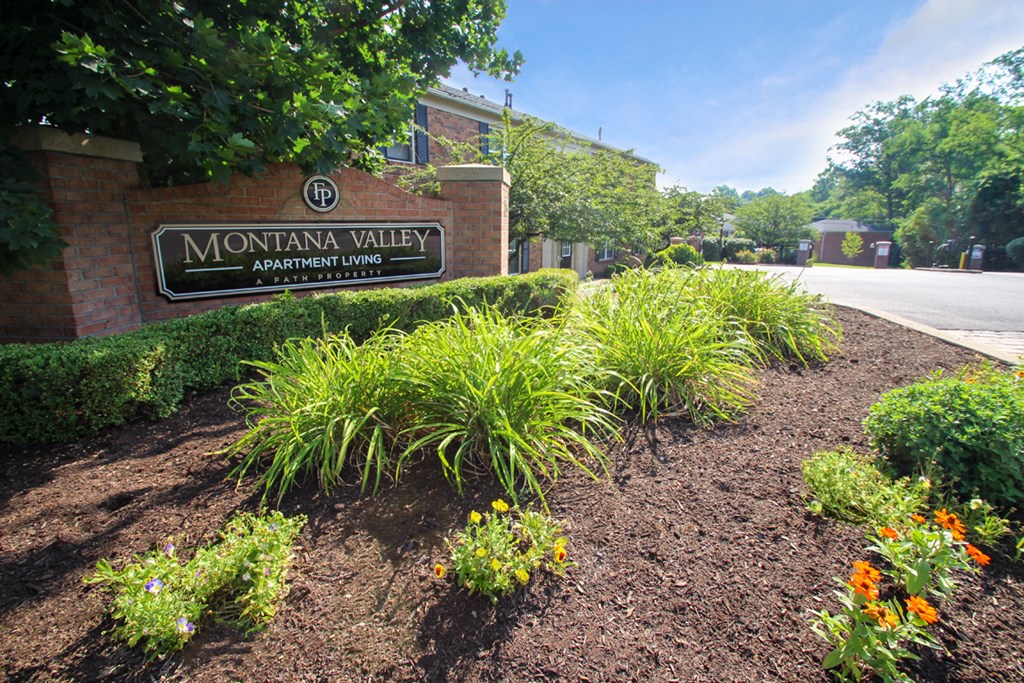 This is a photo of the entrance sign at Montana Valley Apartments in Cincinnati, OH.