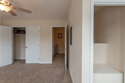 This is a photo of the second bedroom in the 1242 square foot, 2 bedroom Spinnaker floor plan at Nantucket Apartments in Loveland, OH.