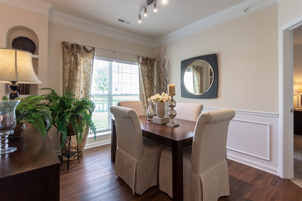 This is a photo of the dining area in the 2 bedroom, 2 bath Islander floor plan at Nantucket Apartments in Loveland, OH.