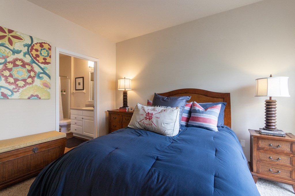 This is a photo of the second bedroom in the 2 bedroom, 2 bath Islander floor plan at Nantucket Apartments in Loveland, OH.