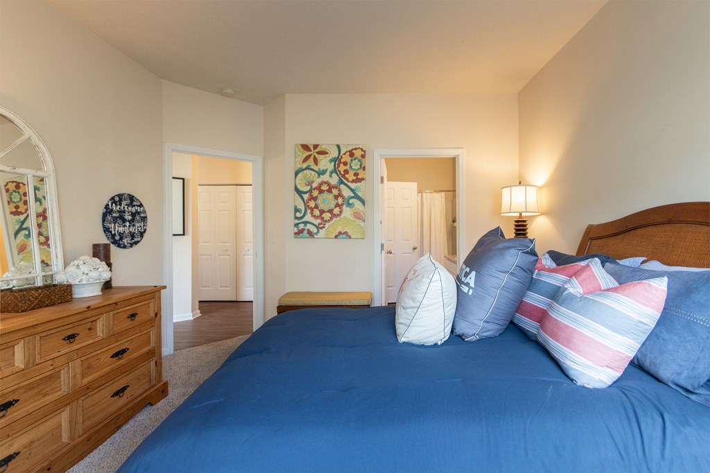 This is a photo of the second bedroom in the 2 bedroom, 2 bath Islander floor plan at Nantucket Apartments in Loveland, OH.