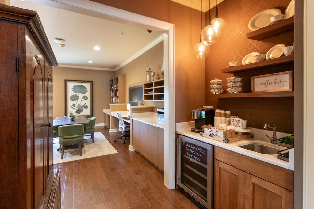 This is a photo of the coffee/drink bar at Nantucket Apartments in Loveland, Ohio.