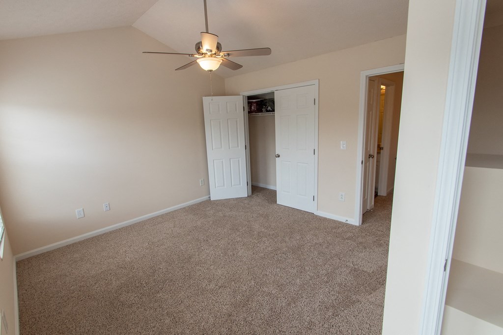 This is a photo of the second bedroom in the 1242 square foot, 2 bedroom, 2 and 1/2 bath Spinnaker floor plan at Nantucket Apartments in Loveland, OH.