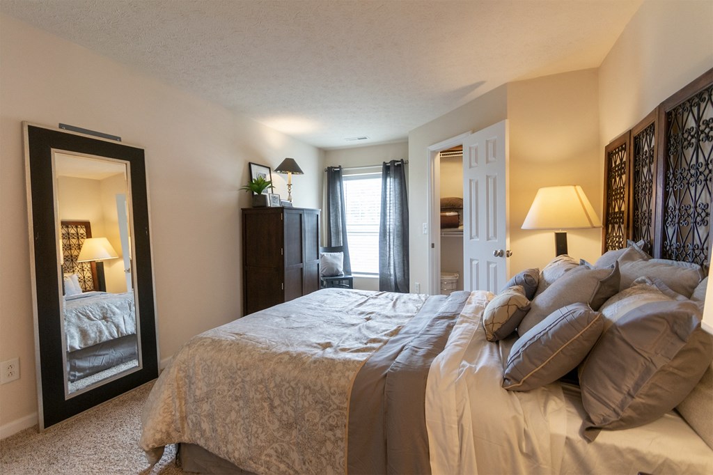 This is a photo of the second bedroom  in the 1016 square foot, 2 bedroom, 2 bath Nautica floor plan at Nantucket Apartments in Loveland, OH.