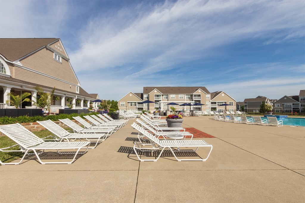 This is a photo of the pool area at Nantucket Apartments in Loveland, Ohio.