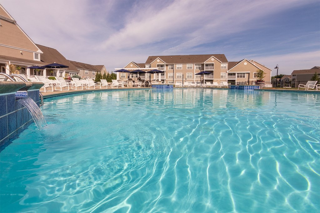 This is a photo of the pool area at Nantucket Apartments in Loveland, Ohio.