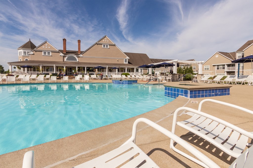 This is a photo of the pool area at Nantucket Apartments in Loveland, Ohio.