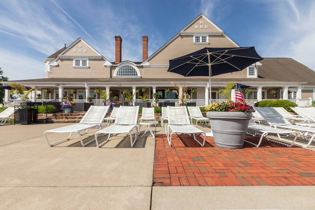 This is a photo of the pool area at Nantucket Apartments in Loveland, Ohio.