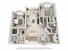 This is a 3D floor plan of a 1210 square foot 2 bedroom, 2 bath Atlantic at Nantucket Apartments in Loveland, OH.