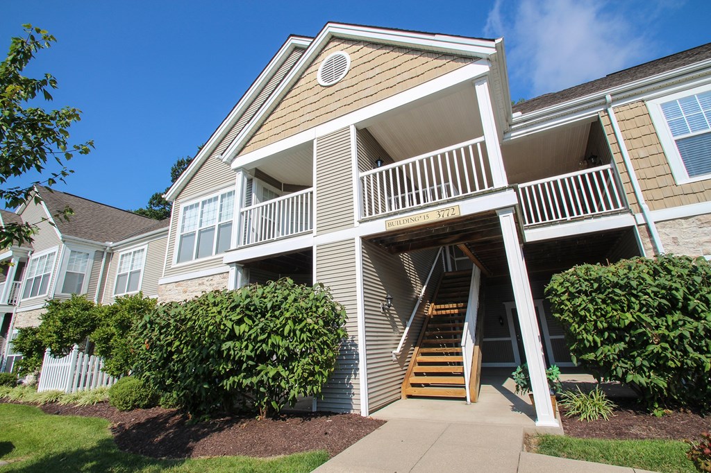 This is a picture of the building exteriors at Nantucket Apartments, in Loveland, OH.