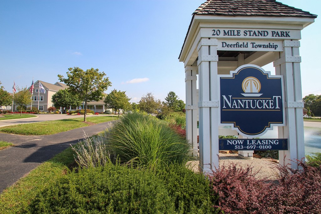 This is a picture of teh entrance monument  at Nantucket Apartments, in Loveland, OH.