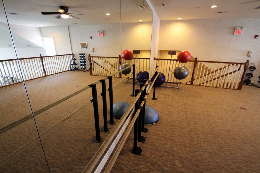 This is a photo of the yoga/dance room in the Fitness Center at Nantucket Apartments in Loveland, OH.