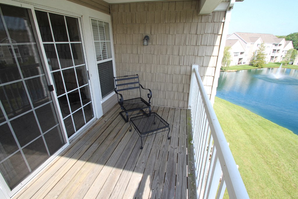 This is a photo of the balcony in the 2 bedroom Atlantic floor plan at Nantucket Apartments in Loveland, OH.