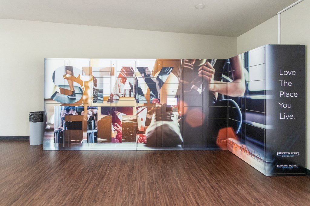 package locker in the fitness center at Princeton Court, Dallas