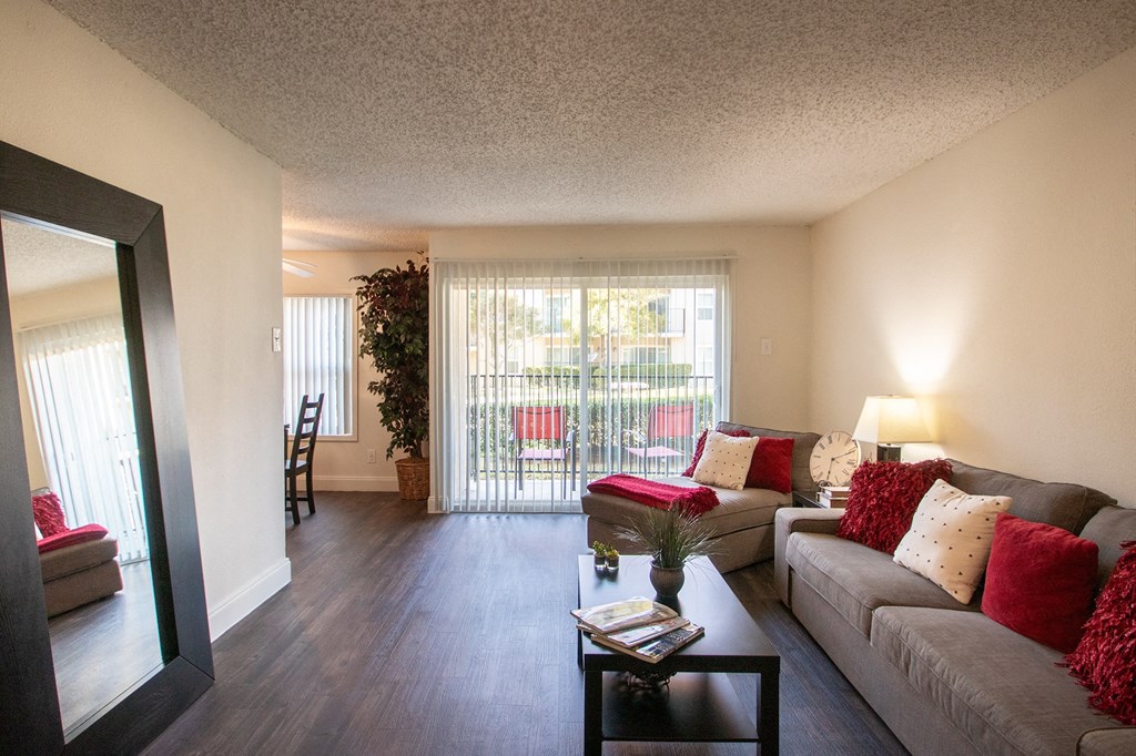 a living room with a couch and a coffee table