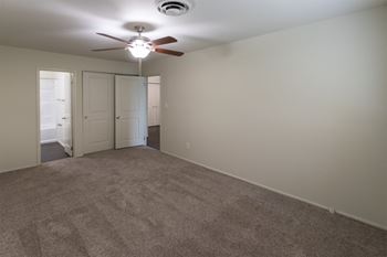 This is a photo of the primary bedroom in a 849 square foot split 2 bedroom, 2 bath apartment at Park Lane Apartments in Cincinnati, OH.