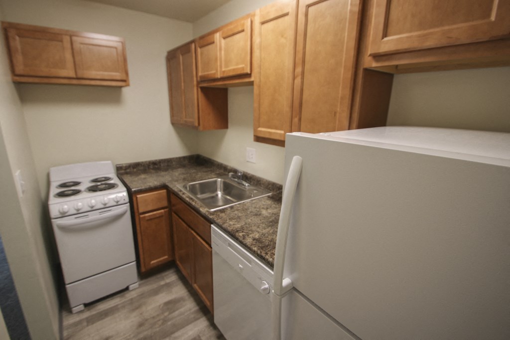 This is a photo of the kitchen in a 750 square foot 2 bedroom, 1 bath apartment at Park Lane Apartments in Cincinnati, OH.