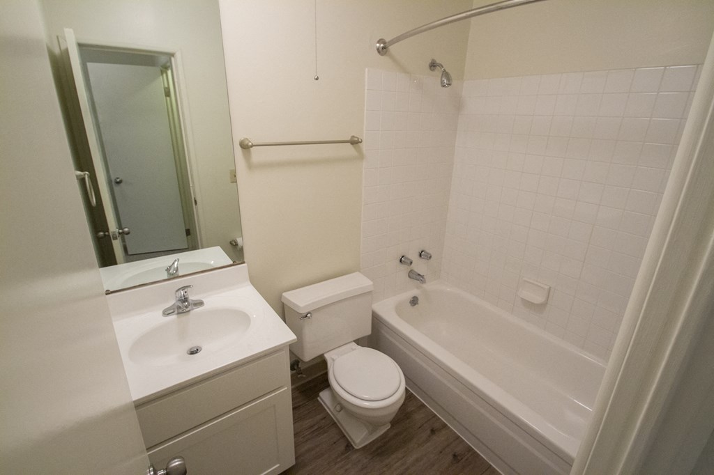 This is a photo of the bathroom in a 849 square foot 2 bedroom, 2 bath apartment at Park Lane Apartments in Cincinnati, OH.