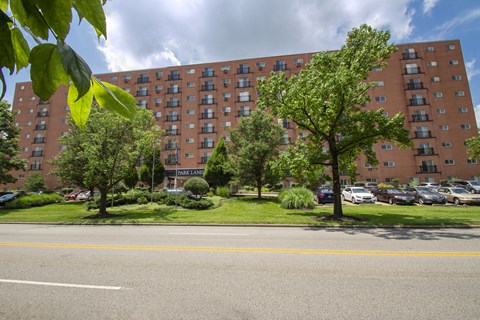 This is a photo of the building exterior showing the front at Park Lane Apartments in Cincinnati, OH.