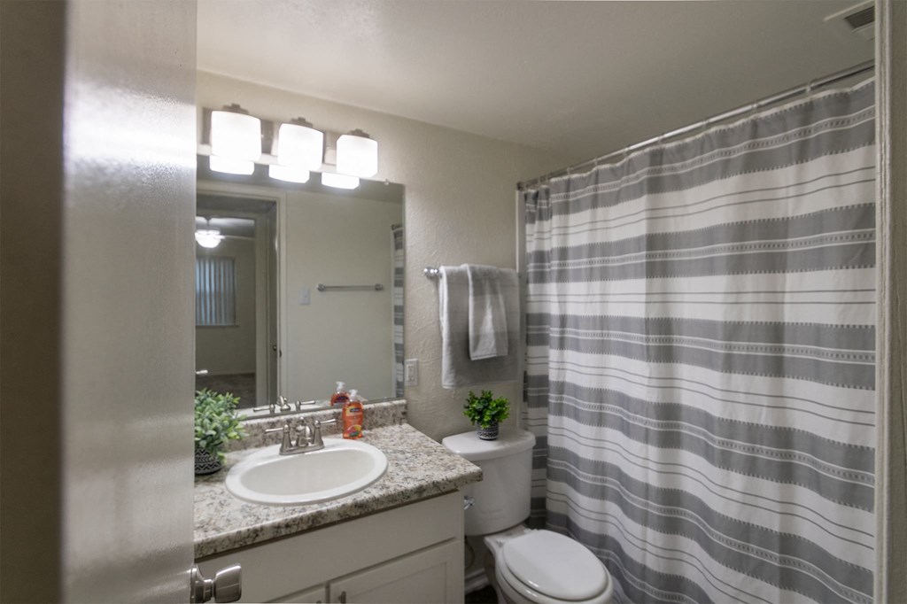 Bedroom bath at Preston Park Apartments, Dallas