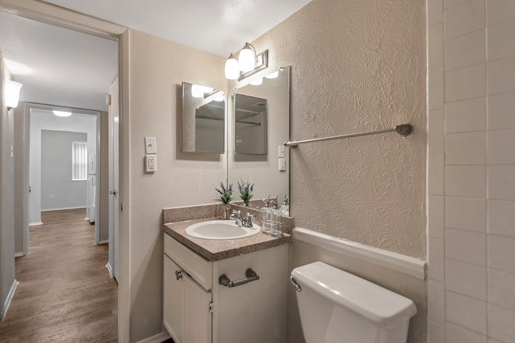 Bathroom area at Preston Park Apartments, Dallas, TX