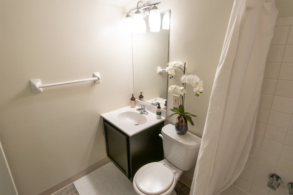 This is a picture of the bathroom in a 578 sq foot 1 bedroom, 1 bath  apartment at Red Bank Reserve in the Madisonville neighborhood of Cincinnati, Ohio.