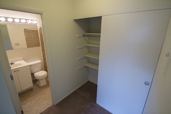 This is a picture of the hallway closet in a 549 square foot 1 bedroom aprtment at Romaine Court Apartments in Cincinnati, OH.