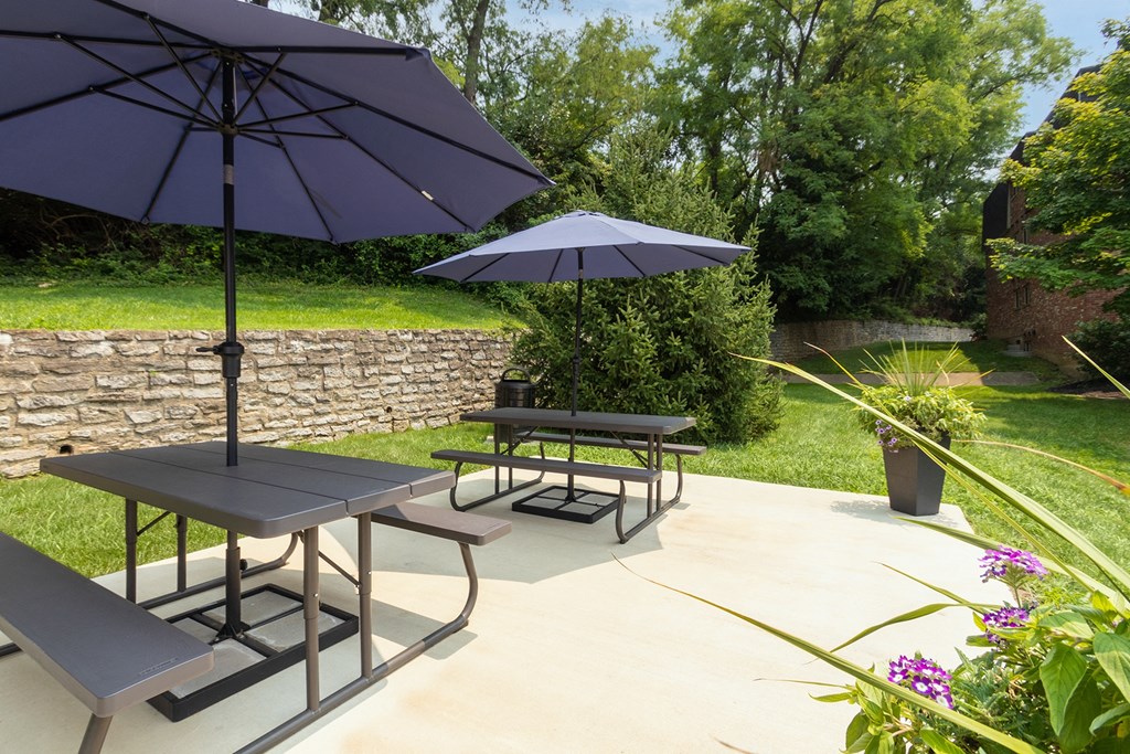 This is a photo of the picnic area at Romaine Court Apartments in the Oakley neighborhood of Cincinnati, Ohio.