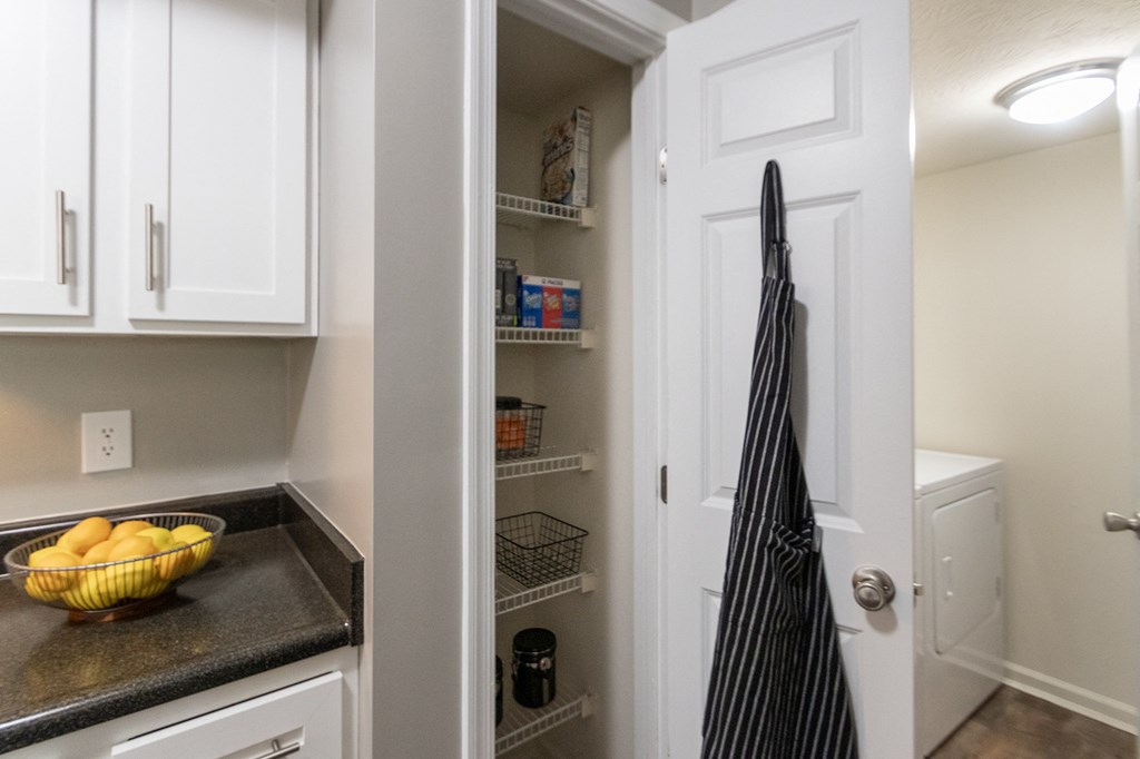 This is a photo of the pantry in the 1226 square foot 3 bedroom, 2 bath Hambletonian at Trails of Saddlebrook Apartments in Florence, KY.
