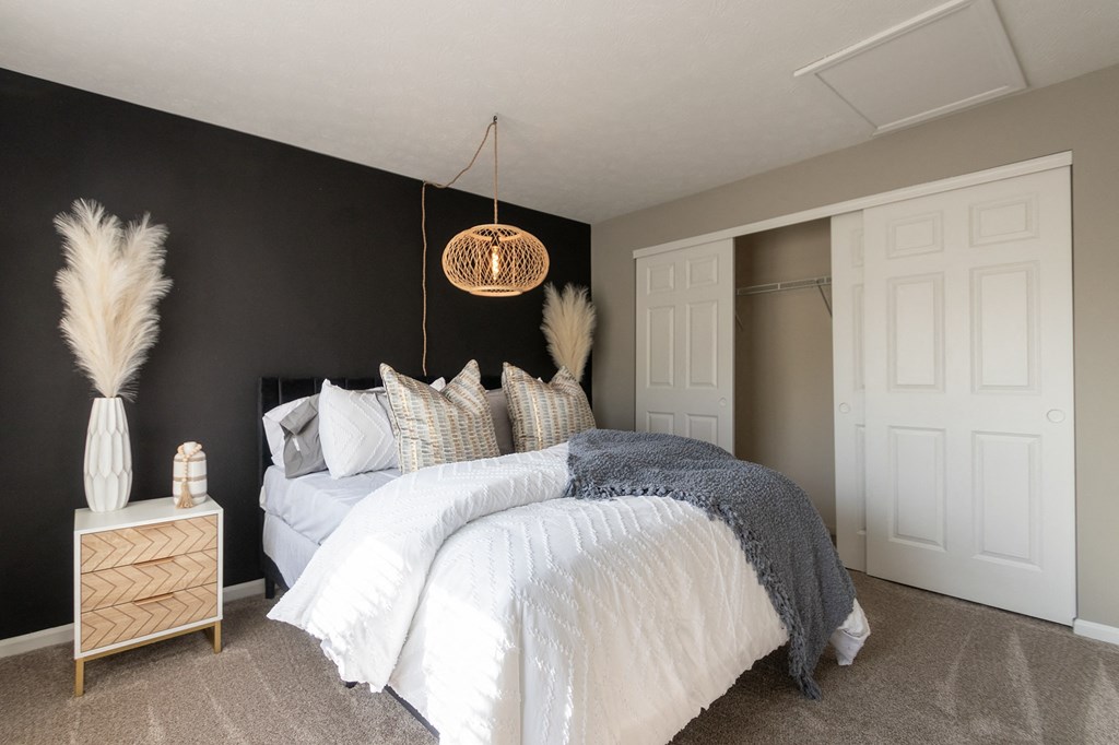 This is a photo of the second bedroom in the 1226 square foot 3 bedroom, 2 bath Hambletonian at Trails of Saddlebrook Apartments in Florence, KY.
