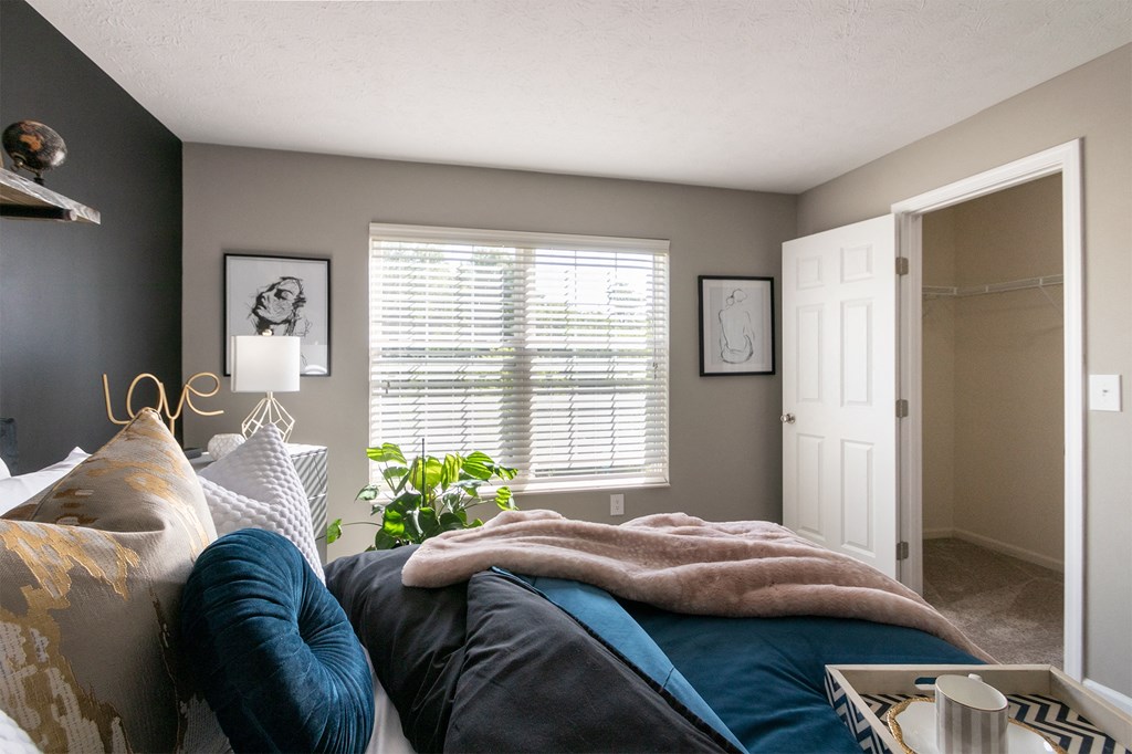 This is a photo of the primary bedroom in the 1226 square foot 3 bedroom, 2 bath Hambletonian at Trails of Saddlebrook Apartments in Florence, KY.