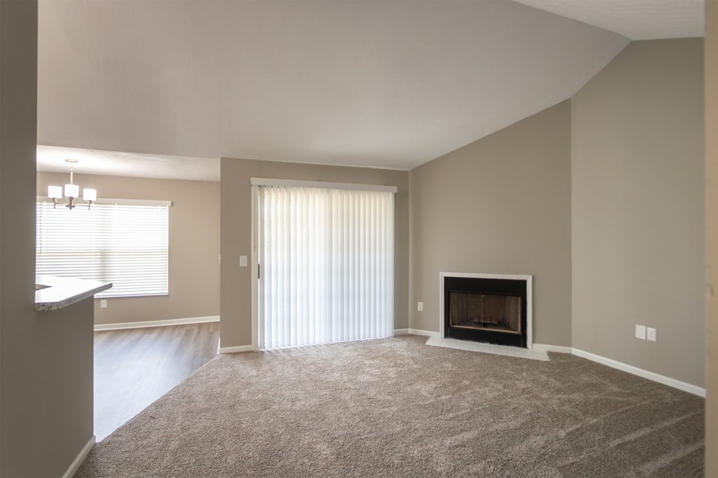 This is photo of the living room in the 852 square foot, 1 bedroom, 1 bath Fairlawn floor plan at Trails of Saddlebrook Apartments in Florence, KY.