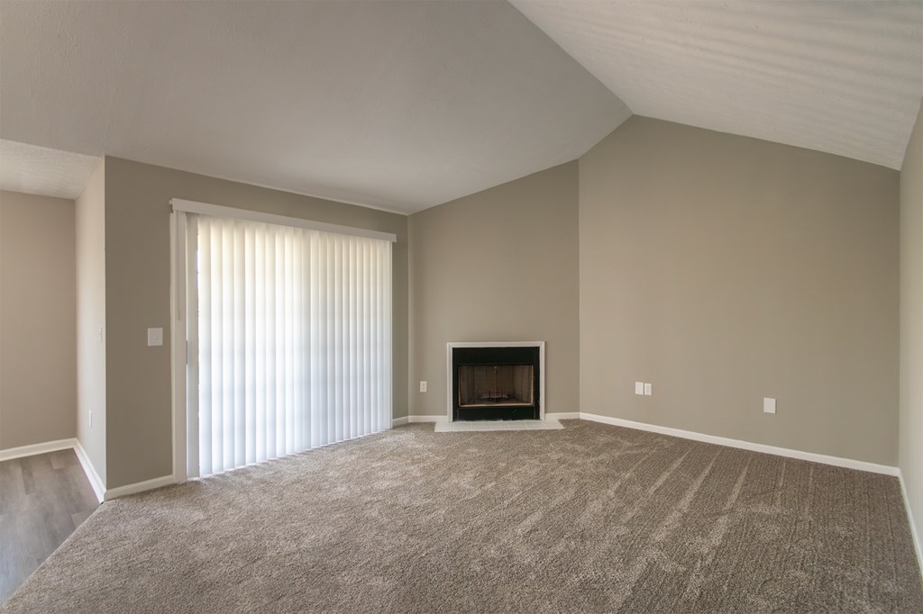 This is photo of the living room in the 852 square foot, 1 bedroom, 1 bath Fairlawn floor plan at Trails of Saddlebrook Apartments in Florence, KY.