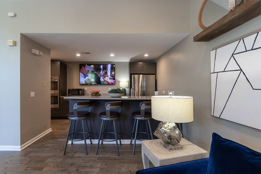This is a photo of the kitchen in the resident clubhouse at Trails of Saddlebrook Apartments in Florence, KY.