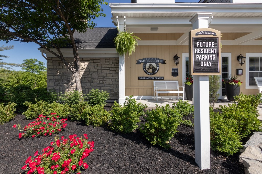 This is a photo of the leasing office/resident clubouse building exterior at Trails of Saddlebrook Apartments in Florence, KY.
