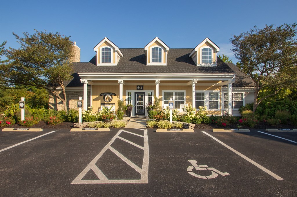 This is a photo of the leasing office/resident clubouse building exterior at Trails of Saddlebrook Apartments in Florence, KY.