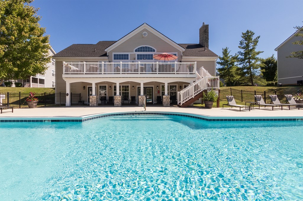 This is a photo of the pool area at Trails of Saddlebrook Apartments in Florence, KY.