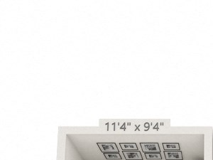 This is a 3D floor plan of a 1084 square foot 2 bedroom townhome at The Biltmore Apartments in Dallas, TX.