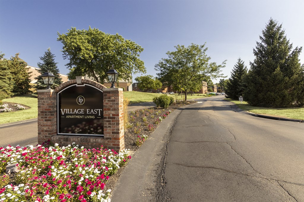entrance sign at Village East, Franklin, OH