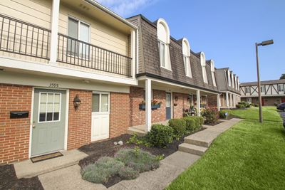 This is a photo of building exteriors at Village East Apartments in Franklin, OH.