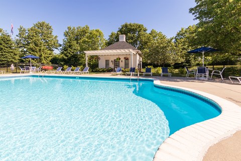 This is a photo of the pool area at Washington Park Apartments in Centerville, OH.