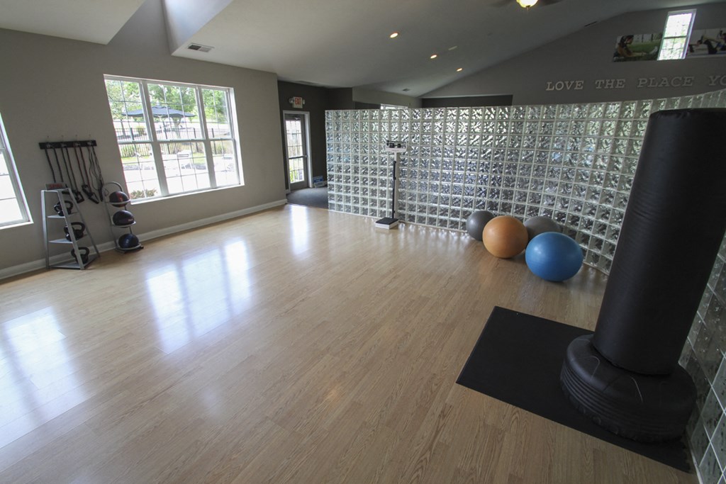 This is a photo of the 24-hour fitness center at Place Apartments in Washington Township, OH