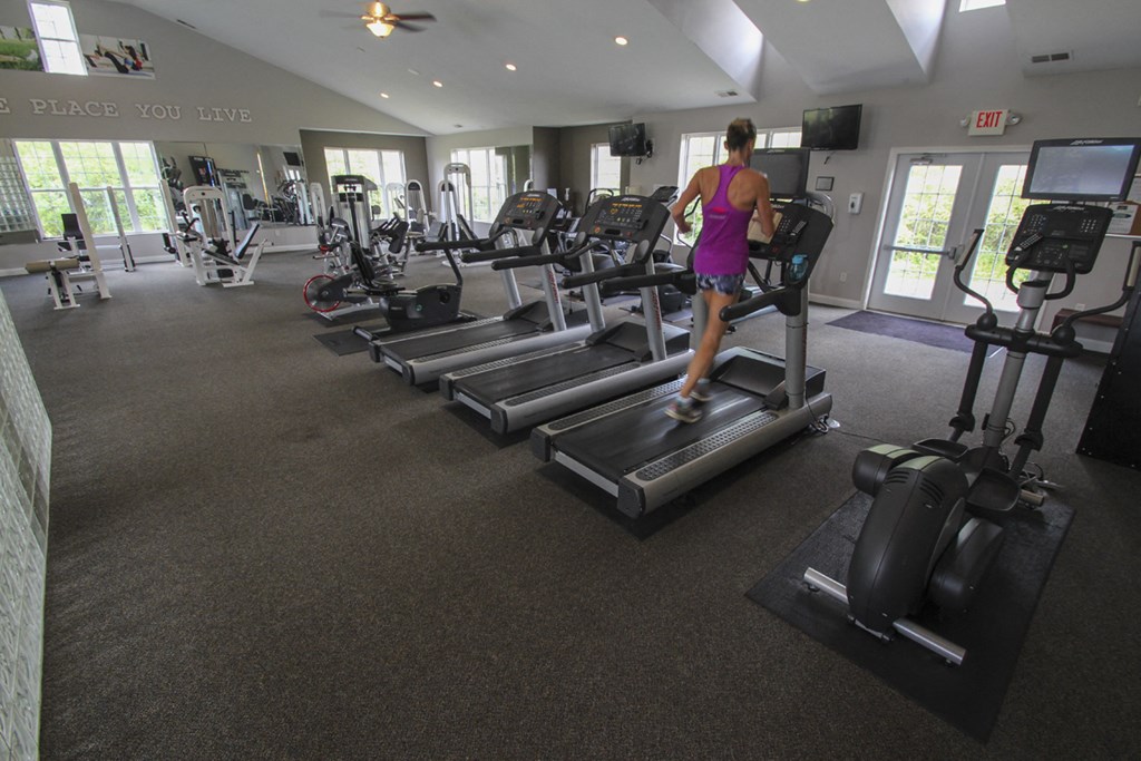 This is a photo of the 24-hour fitness center at Place Apartments in Washington Township, OH
