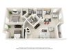 this is a 3D floor plan of the 1100 square foot 2 bedroom Kettering floor plan at Washington Park Apartments in Centerville, Ohio.