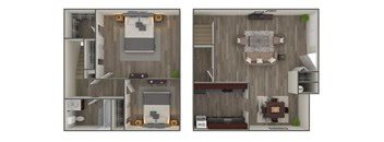 2 Bed Floor Plan at Franklin Square Townhomes, Philadelphia, 19152
