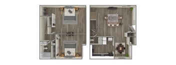 2 Bedroom Floor Plan at Franklin Square Townhomes, Philadelphia, PA