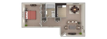 1 Bedroom Floor Plan at Grant Meadows Apartments, Pennsylvania