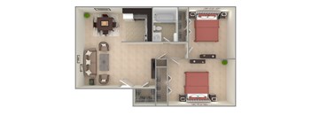 2 Bedroom Floor Plan at Grant Meadows Apartments, Philadelphia, PA